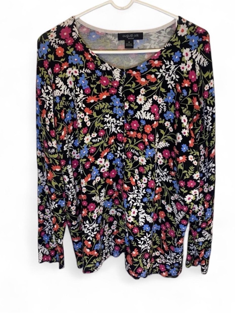 August Silk floral long sleeve cardigan